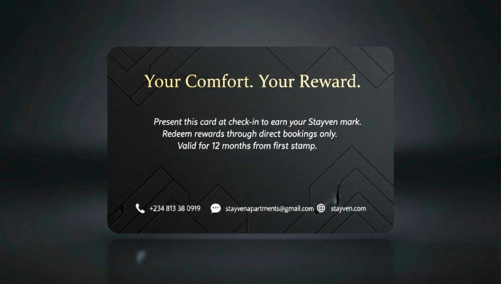 stayven loyalty card back view